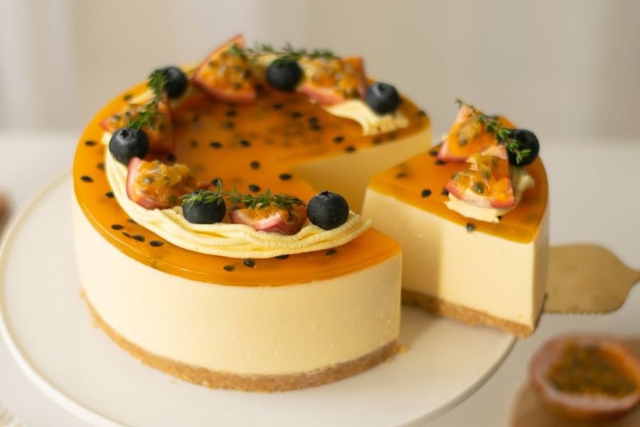 Mẫu bánh kem cheesecake chanh dây đẹp tặng bà và mẹ.