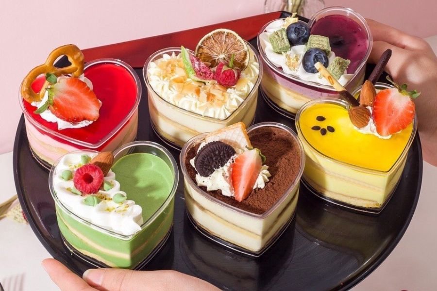 Set panna cotta hình trái tim đẹp tặng đồng nghiệp.