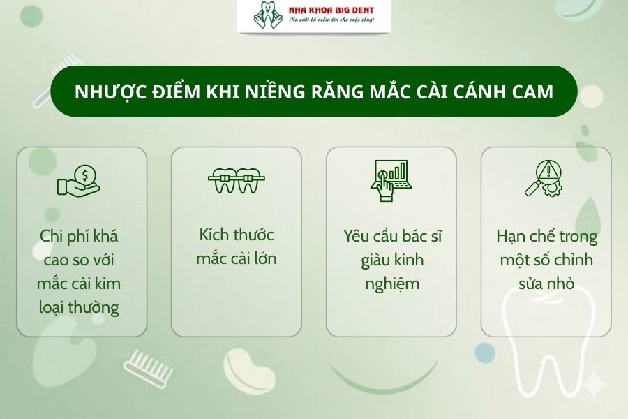 Nhược điểm của mắc cài cánh cam.