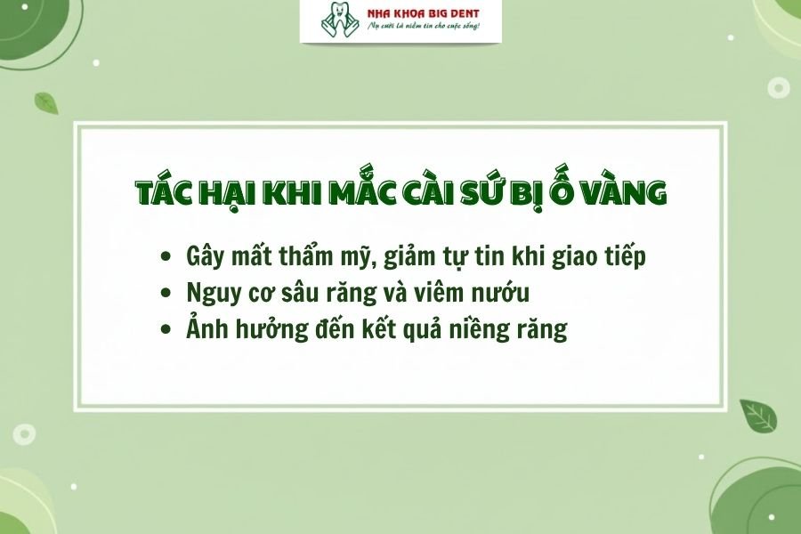 mắc cài sứ bị vàng