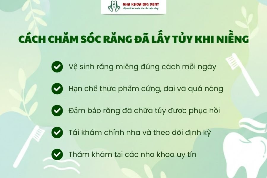 cách chăm sóc răng đã điều trị tủy khi niềng