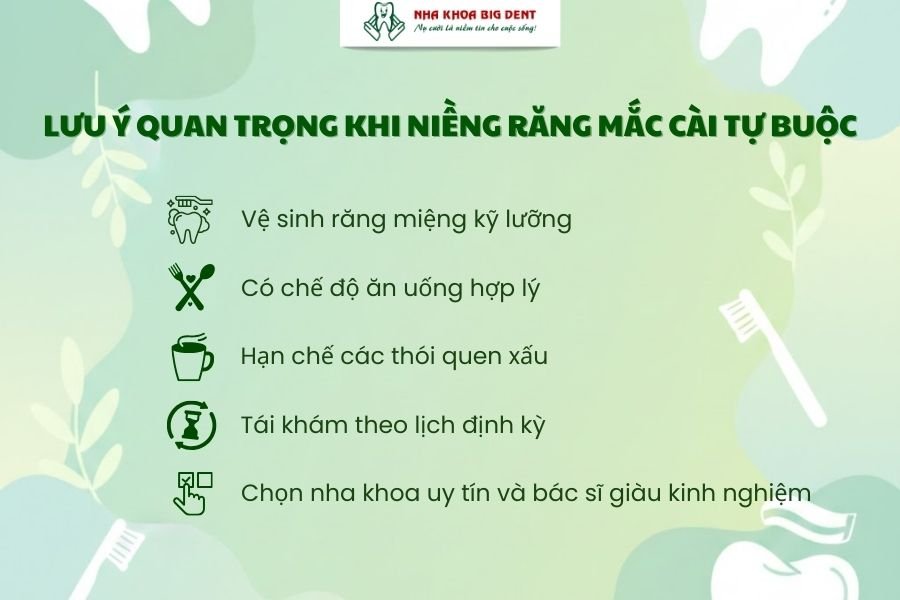 Lưu ý khi niềng răng mắc cài tự buộc.