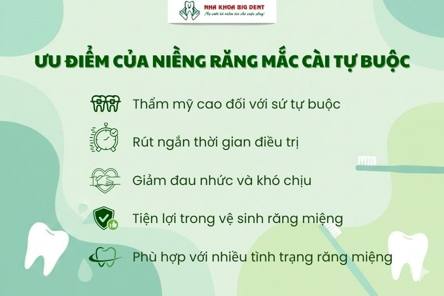 Ưu điểm khi niềng răng mắc cài tự buộc.